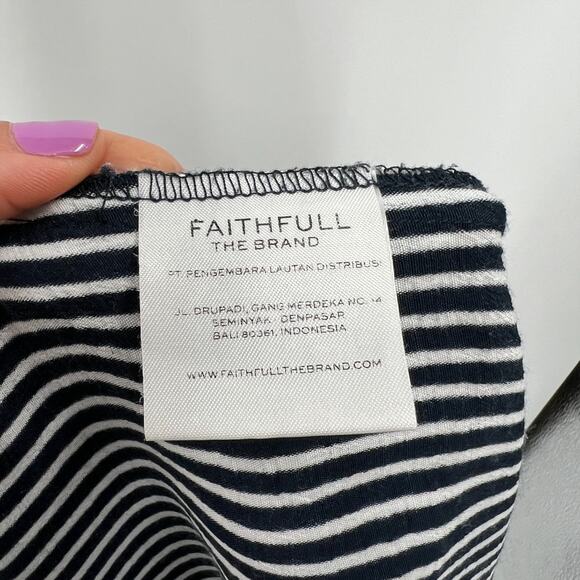 Faithfull The Brand Striped Rayon V Neck Tunic Top Beach Coverup Size 4 - Picture 12 of 14